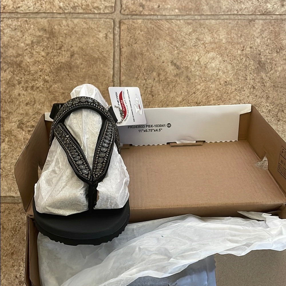 Black and Silver Beaded Sandals